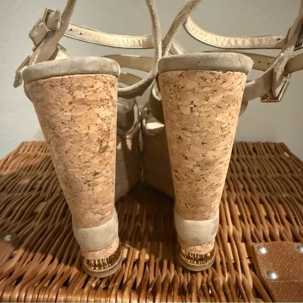Paloma Barcelo Wedges Sandals Women’s 39.5 Tan Suede Platform Strappy Designer
